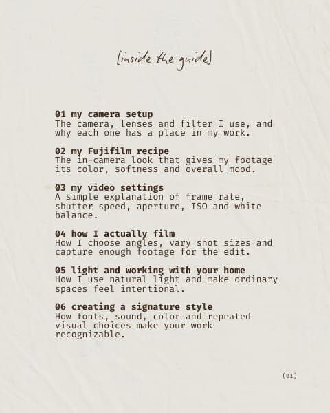 The Visual Edit, contents page